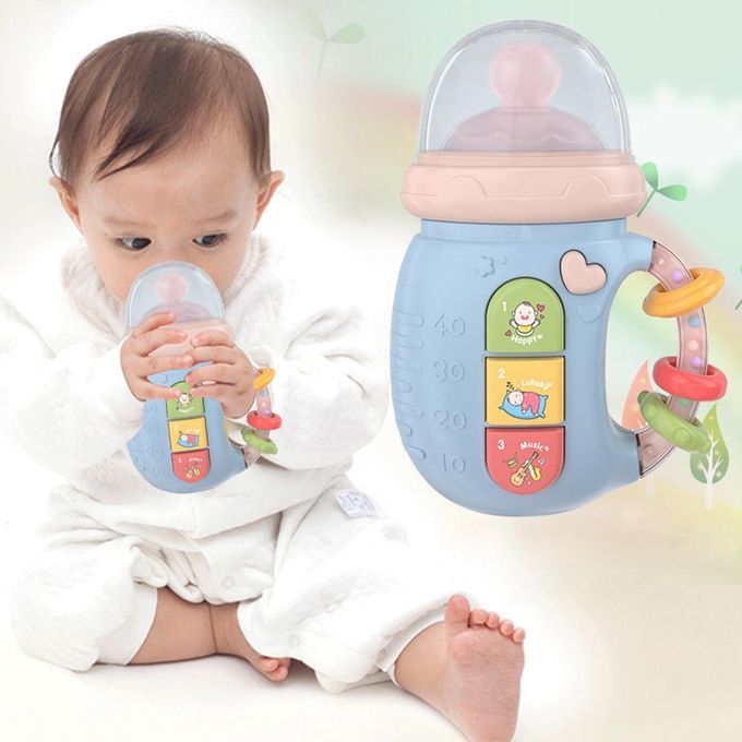 Rattles Shaker Teether Educational Development Feeding Bottle 3 Blue