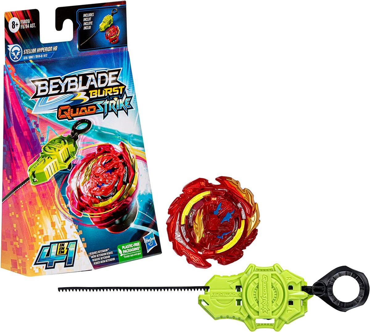 Beyblade Burst QuadStrike Stellar Hyperion H8 Spinning Top Starter With Launcher