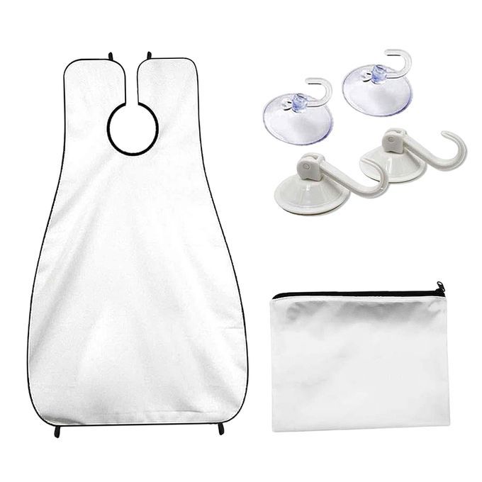Barber Beard Grooming Shaving Apron Cape Cloth & 4pcs Suction White