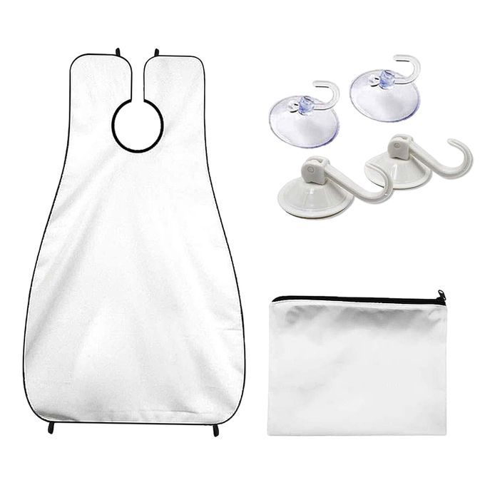 Barber Beard Grooming Shaving Apron Cape Cloth & 4pcs Suction White