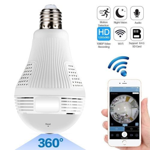 1080P 360 LED Degree Wireless IP Camera Bulb Light FishEye Smart Home CCTV 3D VR Camera 2MP Home Security Panoramic WiFi Camera ABDSW
