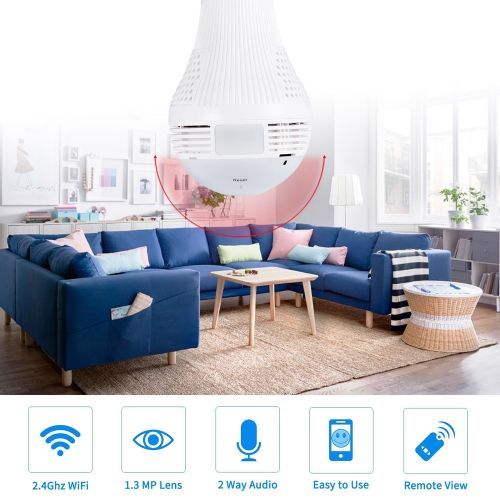 1080P 360 LED Degree Wireless IP Camera Bulb Light FishEye Smart Home CCTV 3D VR Camera 2MP Home Security Panoramic WiFi Camera ABDSW
