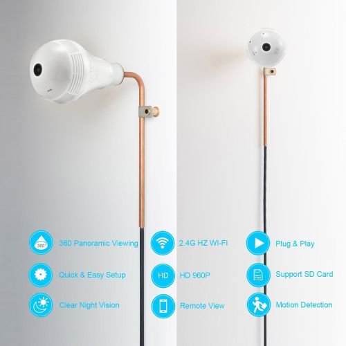 1080P 360 LED Degree Wireless IP Camera Bulb Light FishEye Smart Home CCTV 3D VR Camera 2MP Home Security Panoramic WiFi Camera ABDSW