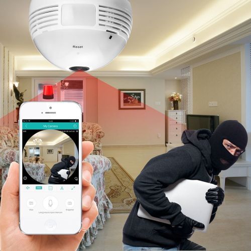 1080P 360 LED Degree Wireless IP Camera Bulb Light FishEye Smart Home CCTV 3D VR Camera 2MP Home Security Panoramic WiFi Camera ABDSW