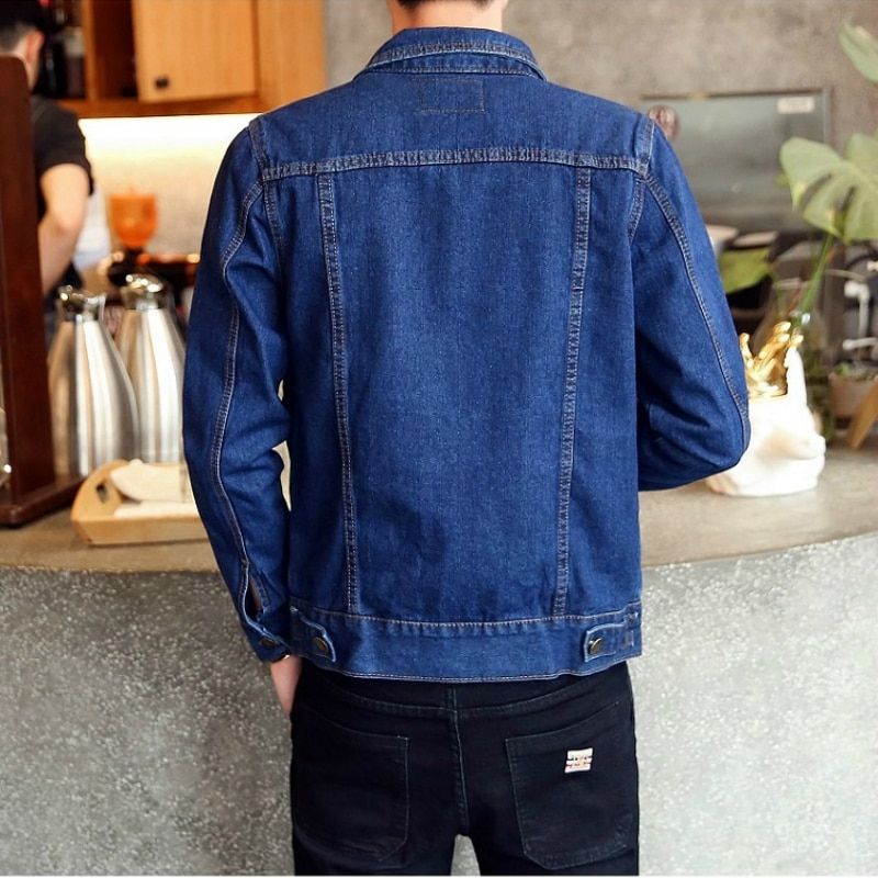 Hot Fashion Mens Denim Jackets Slim Fit Mens Jeans Jacket Cotton Outwear Coat Long Sleeve Hole Male Clothing Size M-4XL
