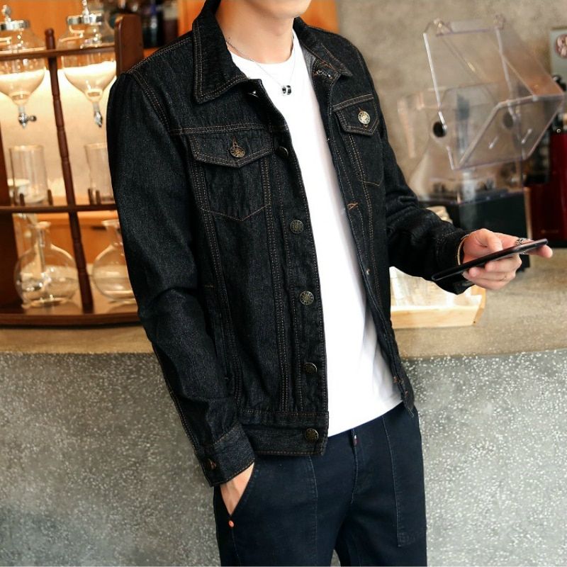 Hot Fashion Mens Denim Jackets Slim Fit Mens Jeans Jacket Cotton Outwear Coat Long Sleeve Hole Male Clothing Size M-4XL