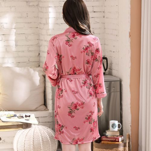 Sleeping Wear Sets Women Robe Ice Silk Nightdress Pajama Set Plus Size