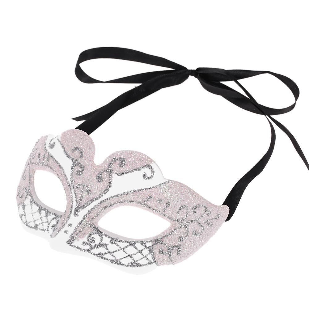 FESTNIGHT Sexy Plastic Phantom Half Mask Halloween Masquerade Ball Mask with Glitter Decoration