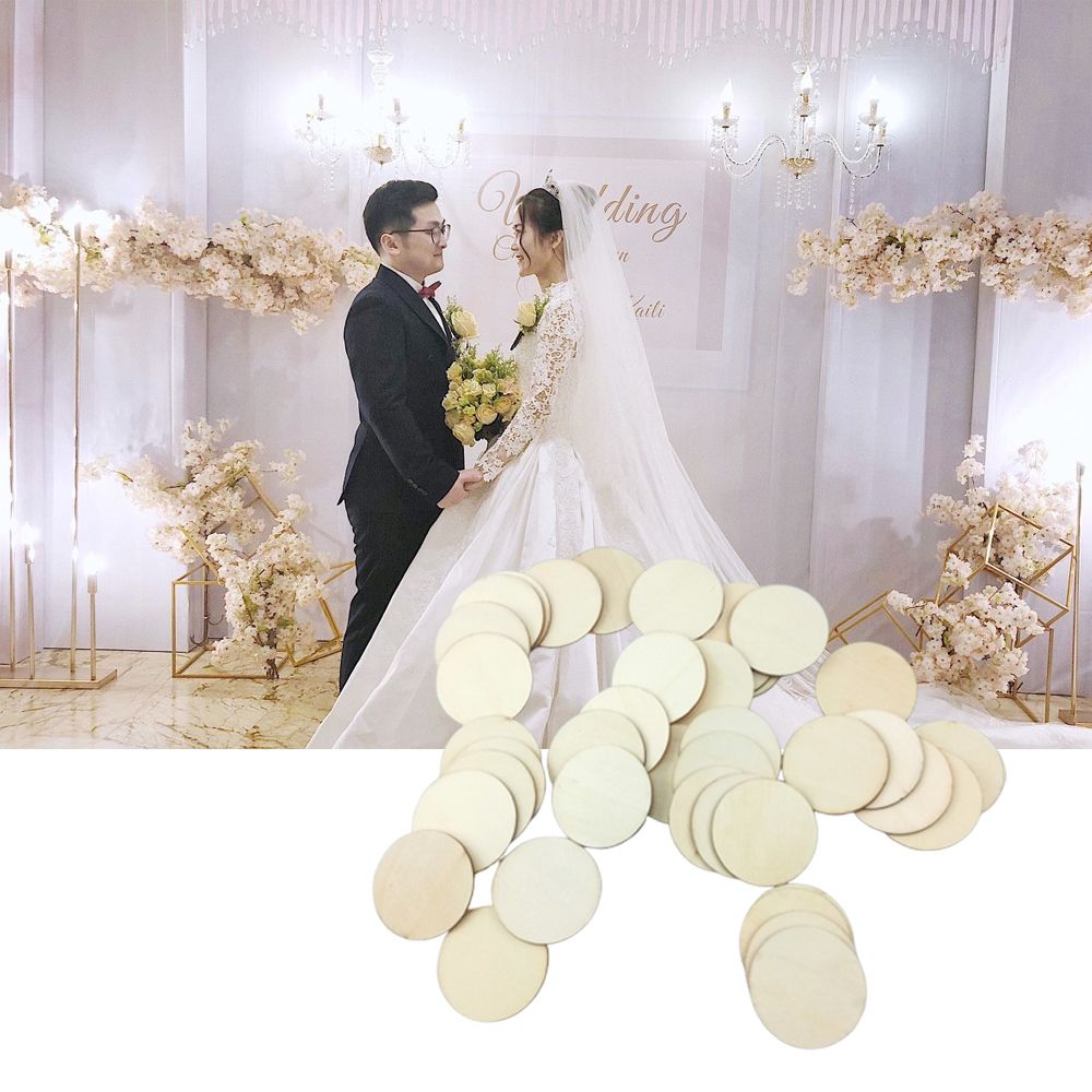 100Pcs 50mm Wooden Circles Round Wedding Craft Card Making