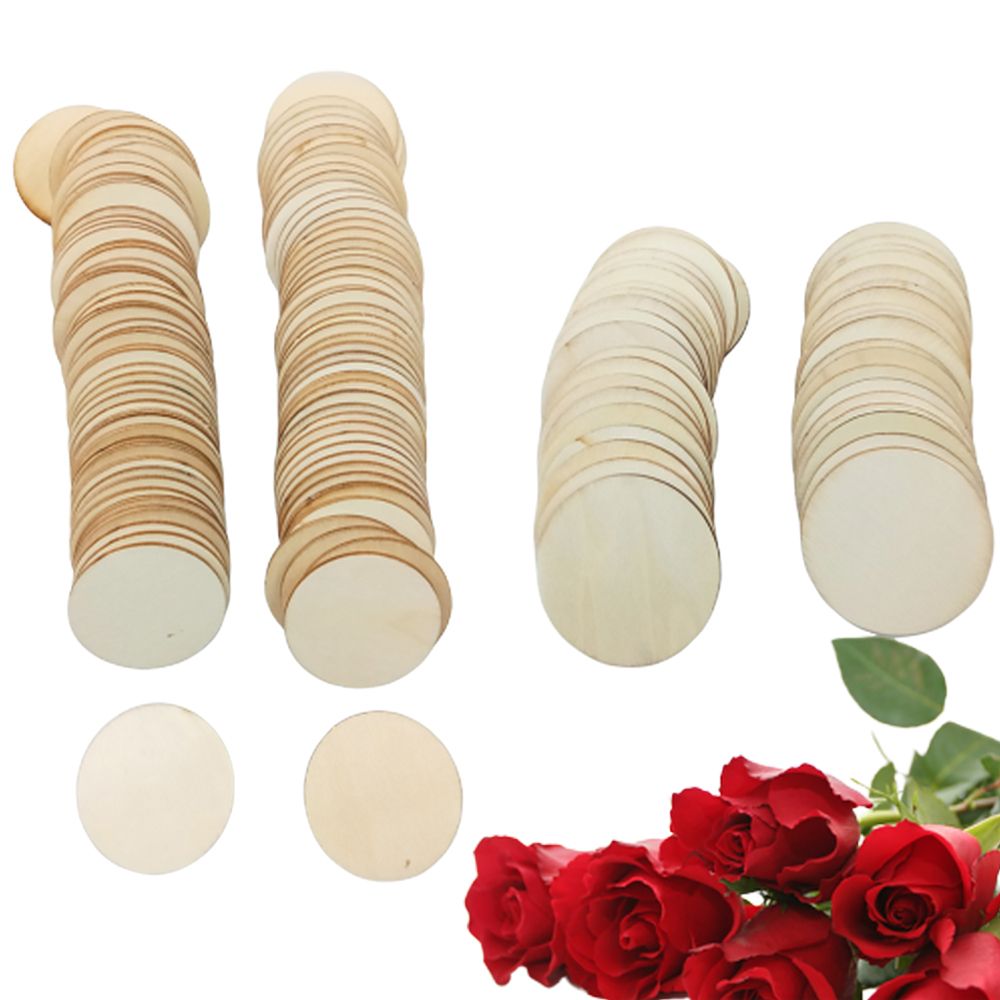100Pcs 50mm Wooden Circles Round Wedding Craft Card Making