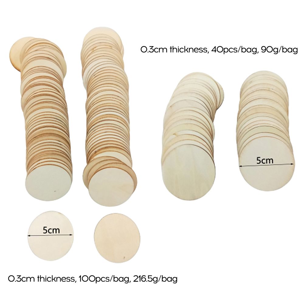 100Pcs 50mm Wooden Circles Round Wedding Craft Card Making