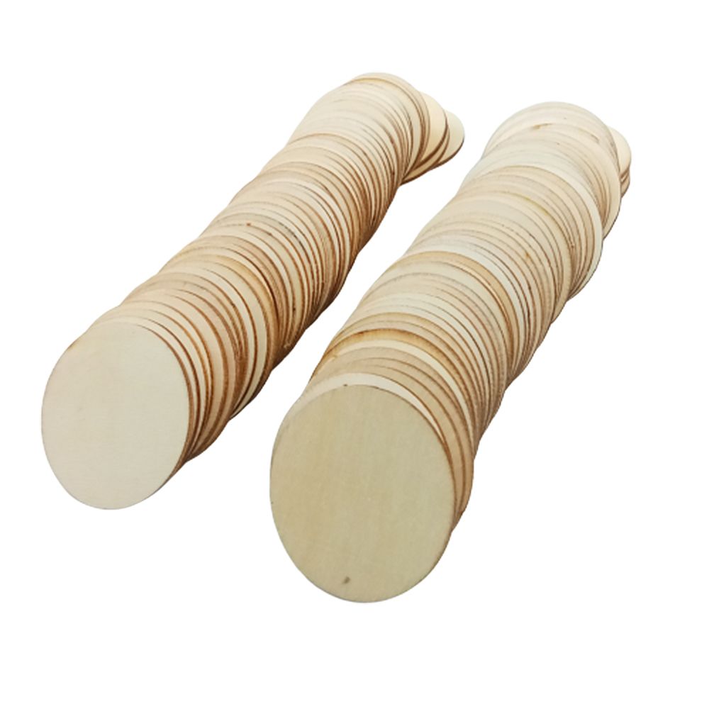 100Pcs 50mm Wooden Circles Round Wedding Craft Card Making