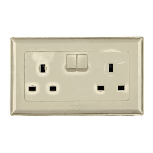 Switched Socket - Advanced - 13A - 250 V Ac - 2 Gangs|| HWDAT13SG - Gold