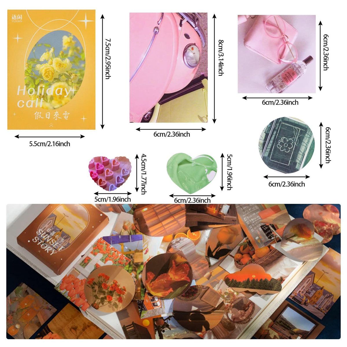 300Sheets 6 Design Fresh Literature Flowers Sticker Book Photo Frame Sticker Creative Mini Pocket Decoration DIY Sticker