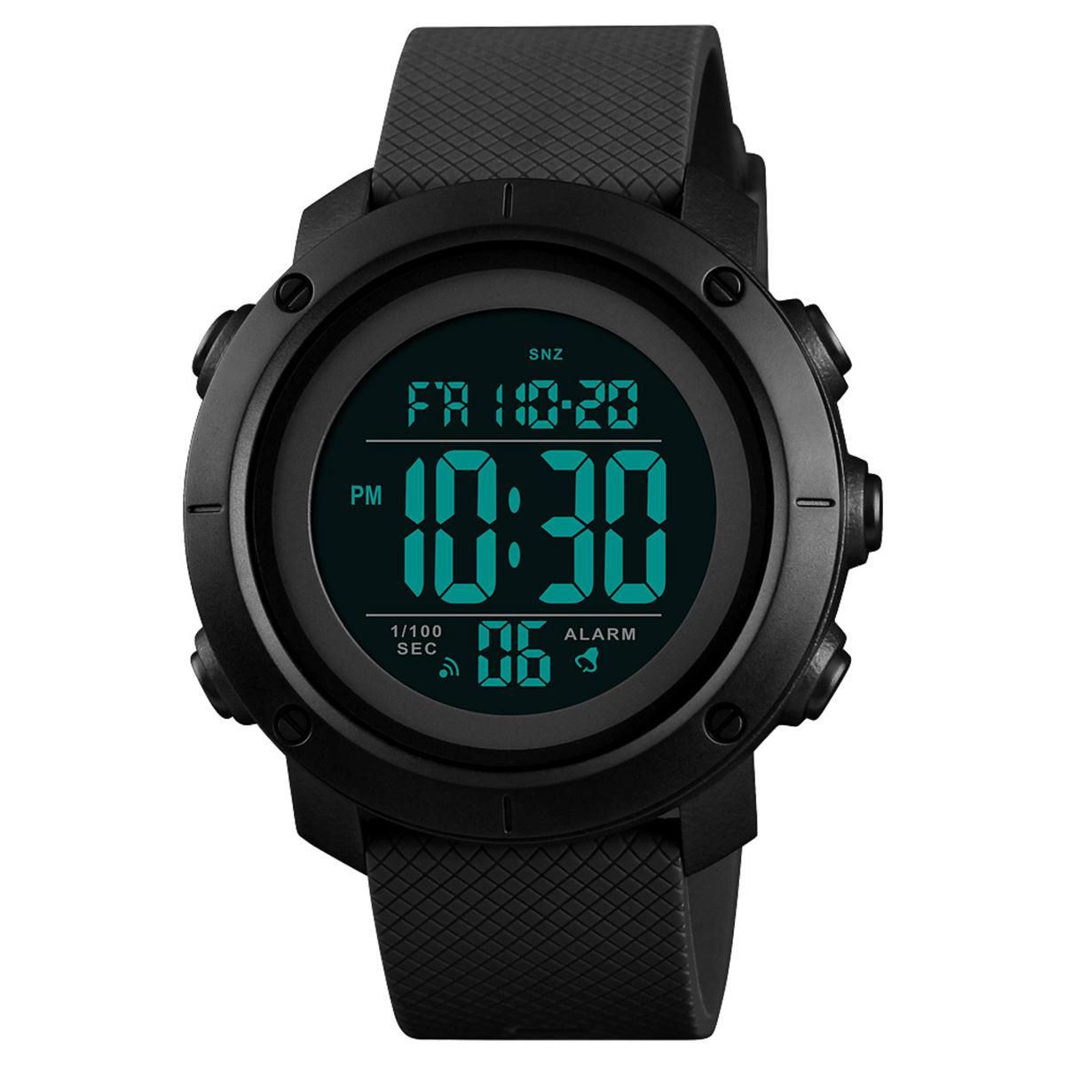 SKMEI 1426 Digital Movement Men Watch 5ATM Waterproof EL Backlight Outdoor Sports Wrist Watch Week Month 12/24-Hours Alarm Countdown Stopwatch Wristwatch for Male with PU Strap Band