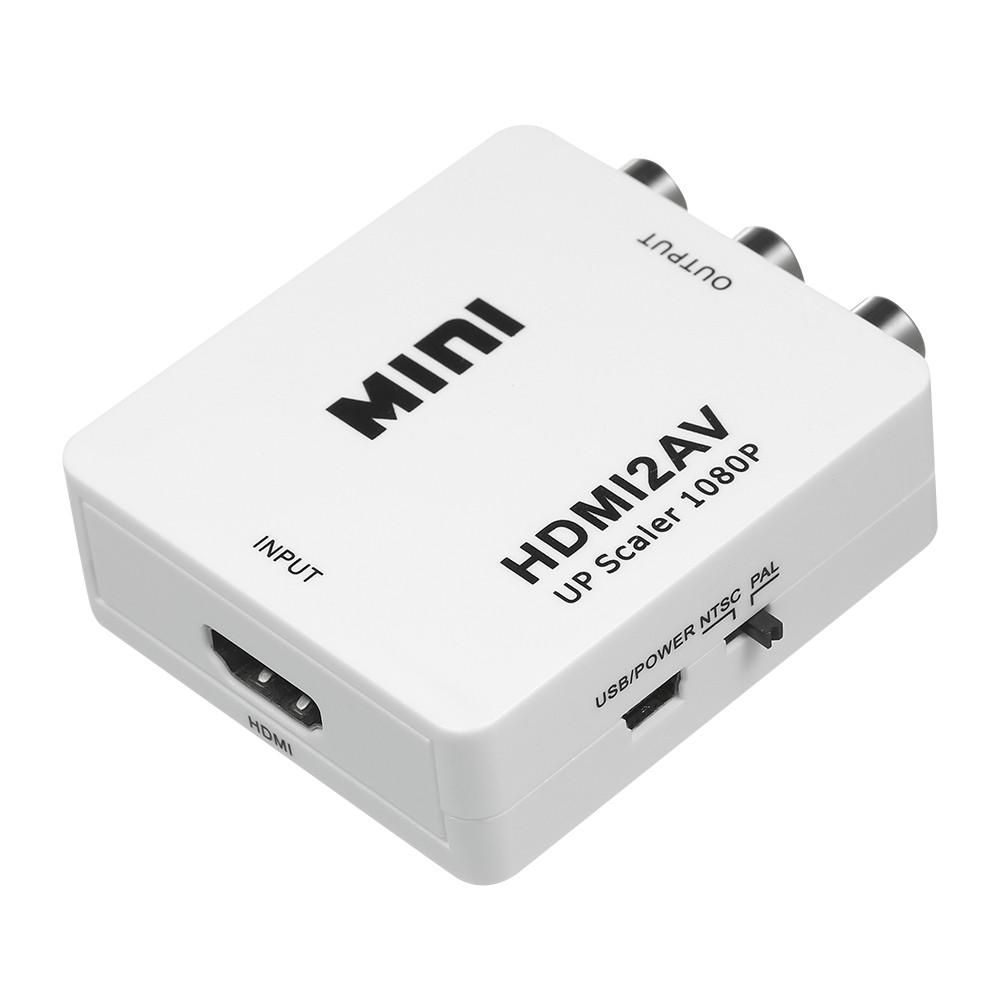 HD to AV Converter Digital Signal to RCA Video Converter 1080P Resolution Support NTSC/PAL Standard Wide Compatibility White