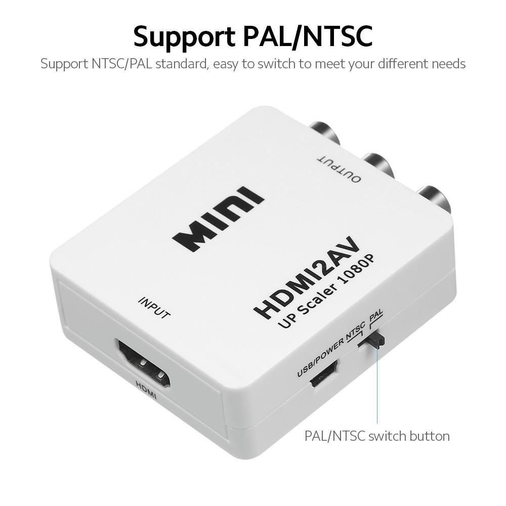 HD to AV Converter Digital Signal to RCA Video Converter 1080P Resolution Support NTSC/PAL Standard Wide Compatibility White