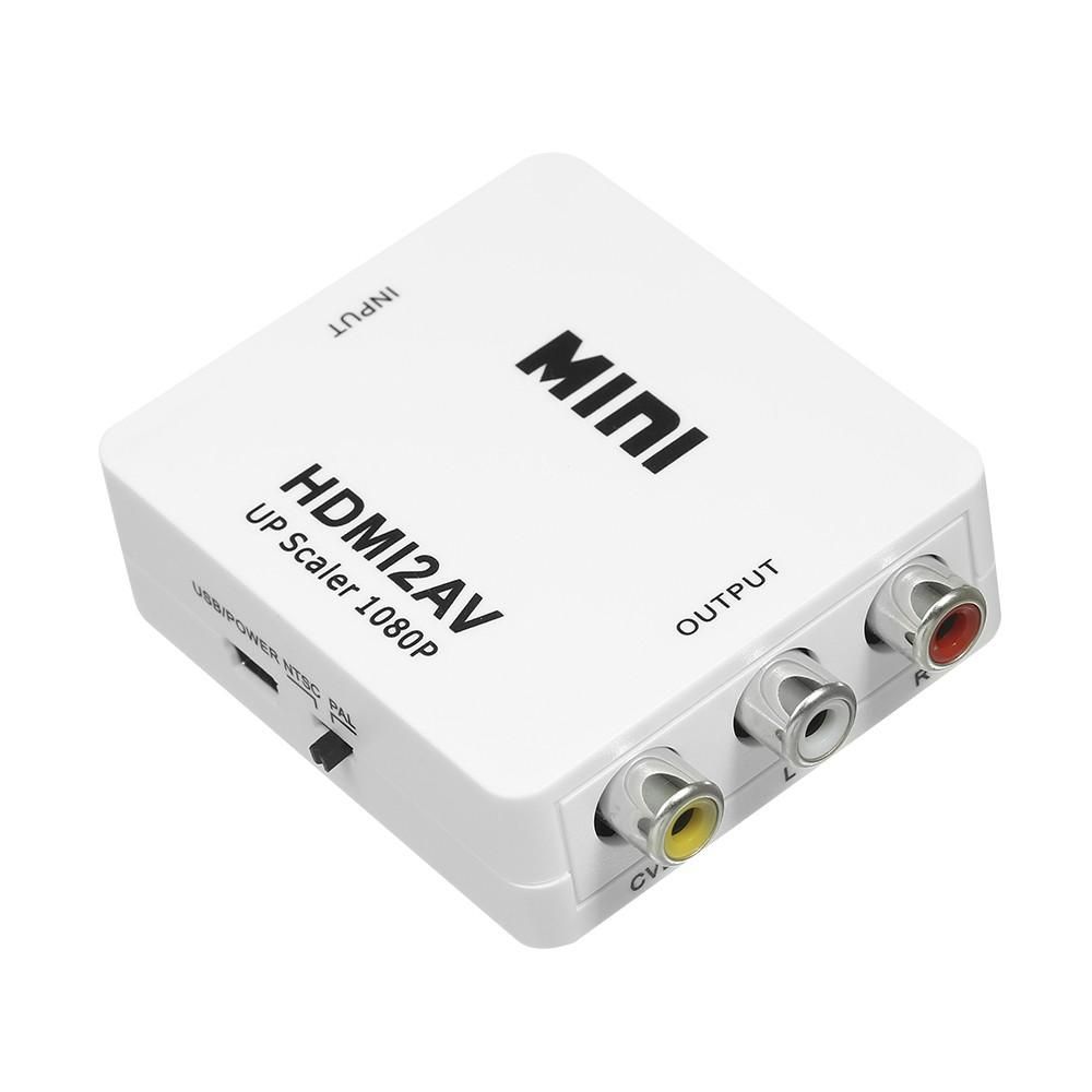 HD to AV Converter Digital Signal to RCA Video Converter 1080P Resolution Support NTSC/PAL Standard Wide Compatibility White
