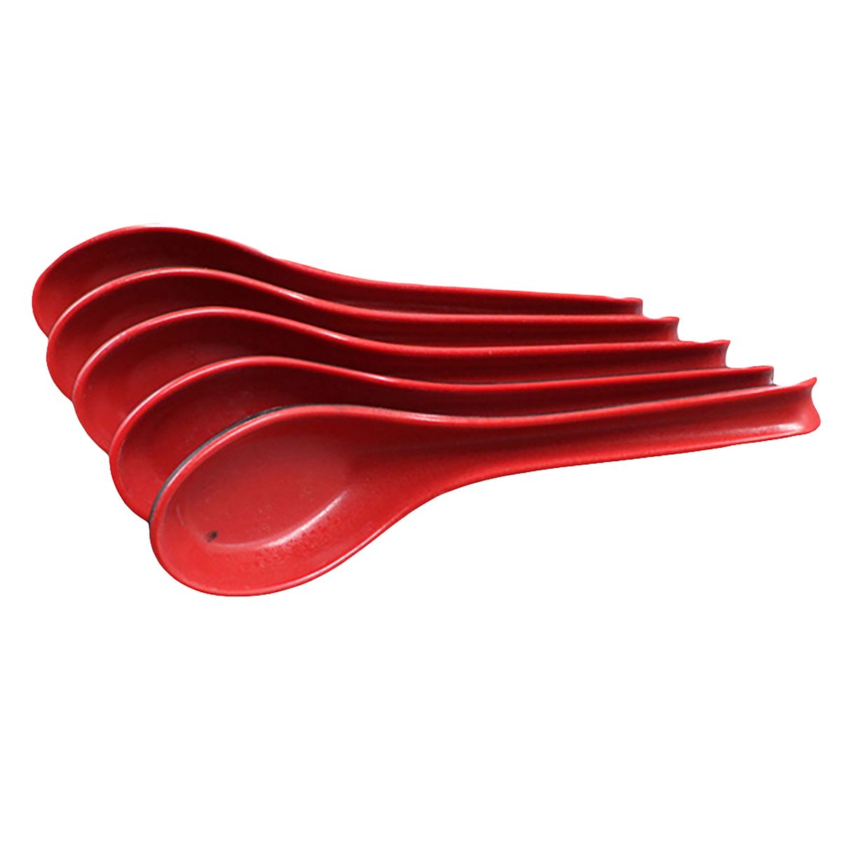 5Pcs Dual Color Long Handled Plastic Soup Rice Spoons Home-
