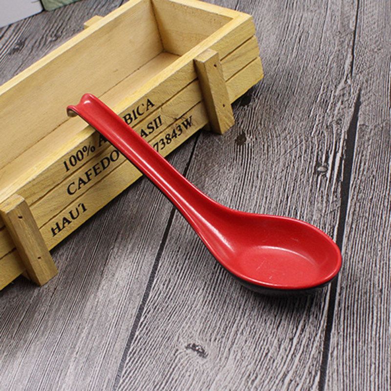 5Pcs Dual Color Long Handled Plastic Soup Rice Spoons Home-