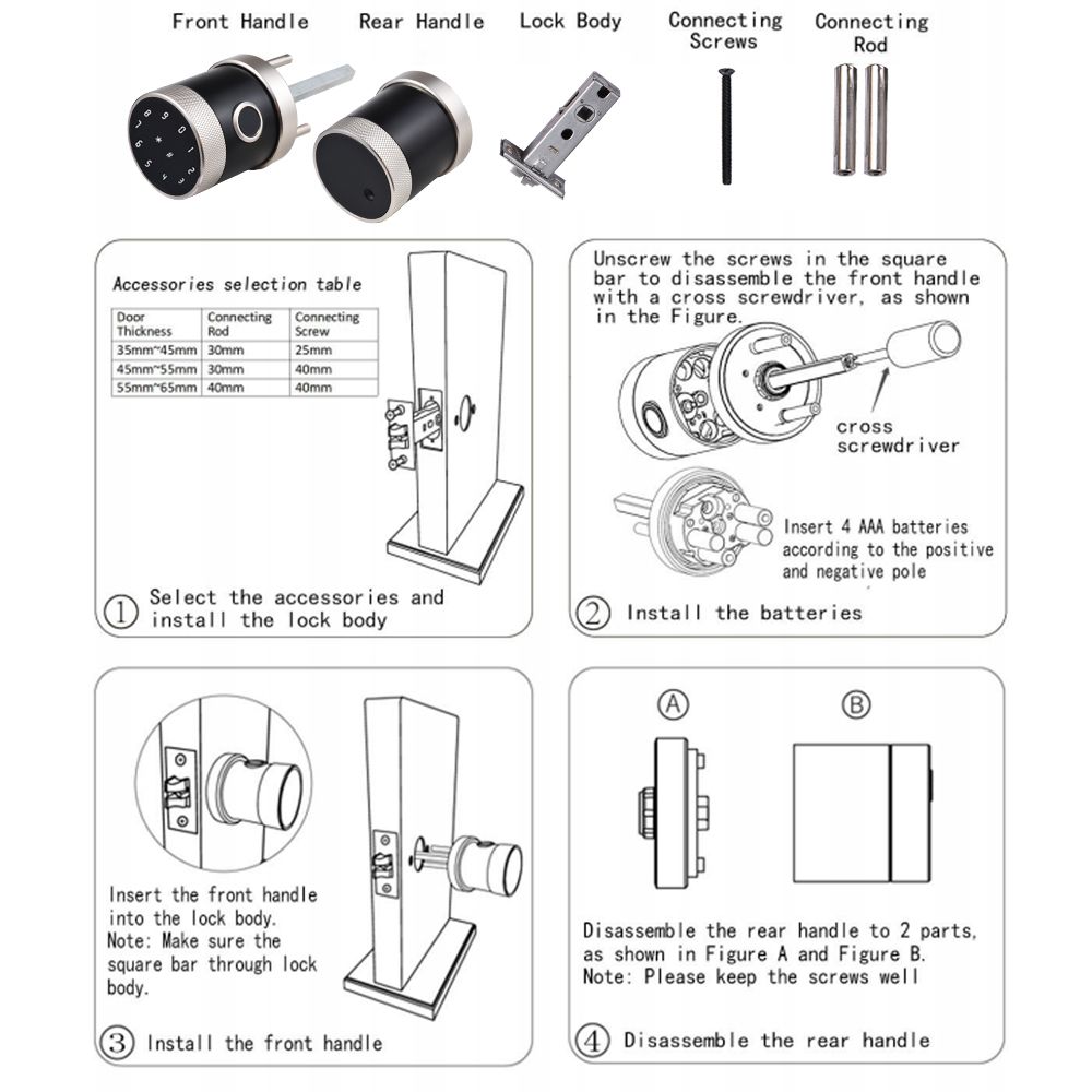 5-in-1 Unlock Smart Door Lock Keyless Entry Biometric Door