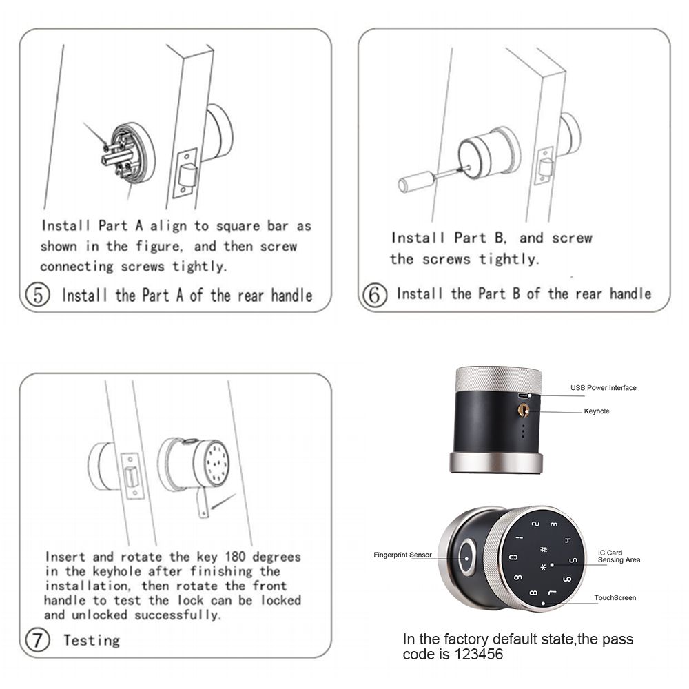5-in-1 Unlock Smart Door Lock Keyless Entry Biometric Door
