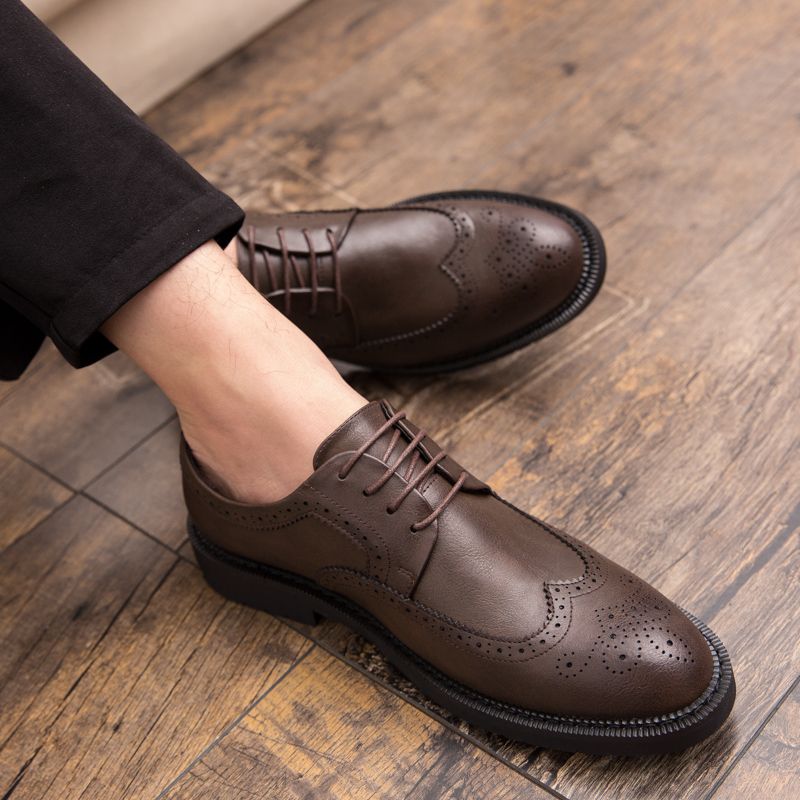 Leisure Mens Leather Shoes Non-slip Formal Leather Shoes