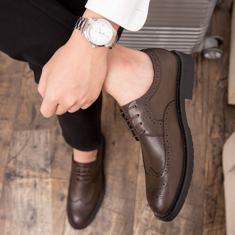 Leisure Mens Leather Shoes Non-slip Formal Leather Shoes