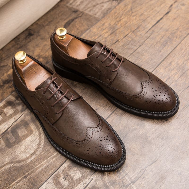Leisure Mens Leather Shoes Non-slip Formal Leather Shoes