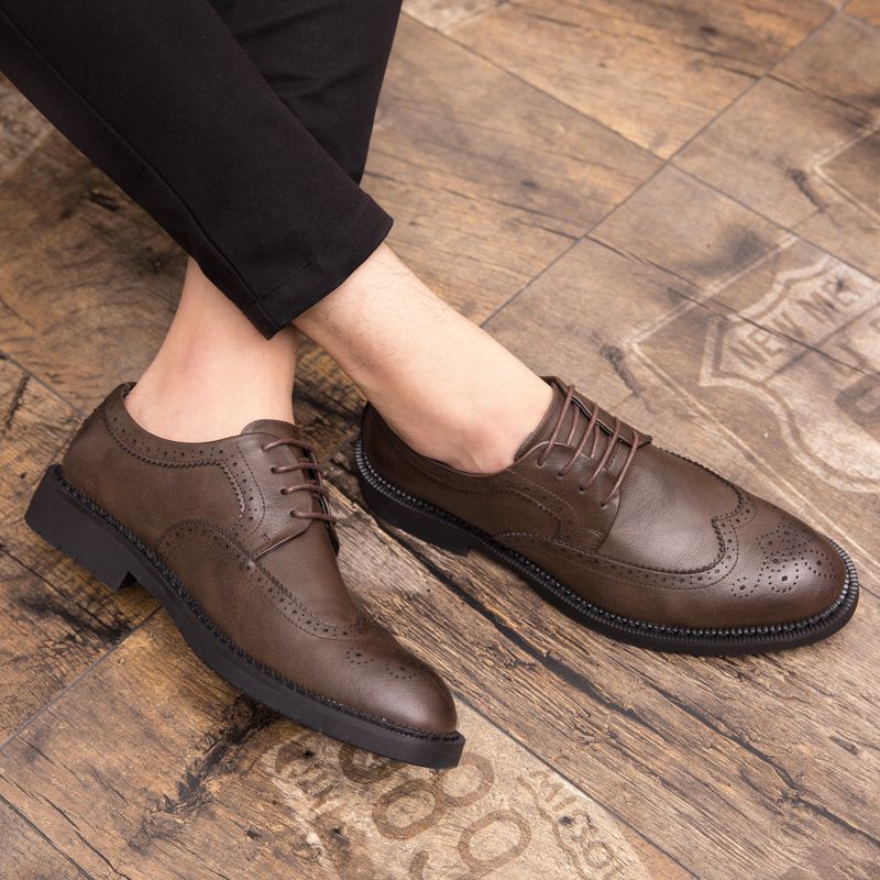 Leisure Mens Leather Shoes Non-slip Formal Leather Shoes