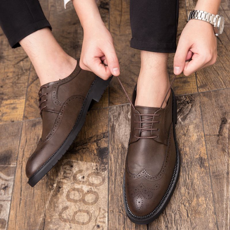 Leisure Mens Leather Shoes Non-slip Formal Leather Shoes