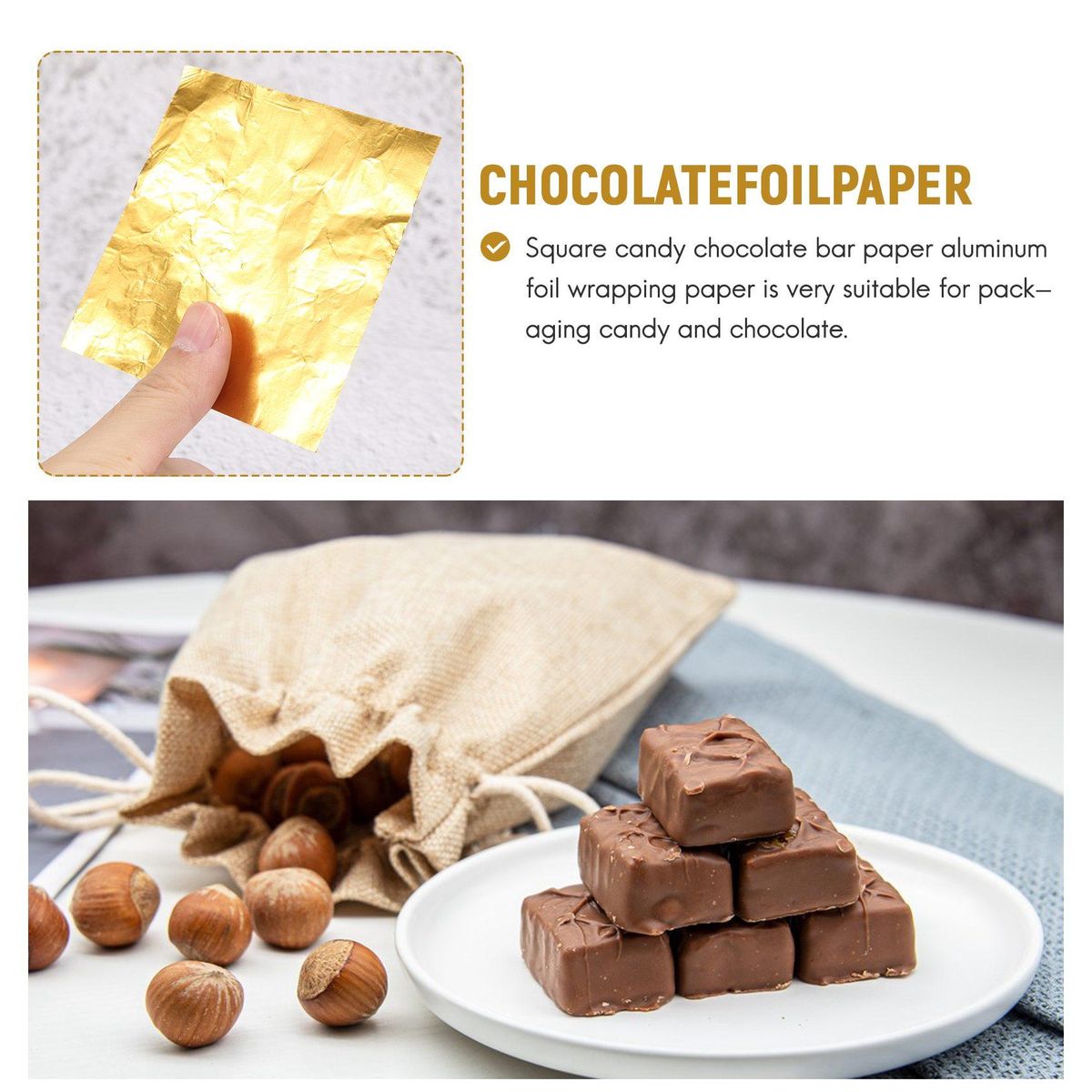 100pcs Square Lolly Paper Aluminum Foil Wrappers Gold