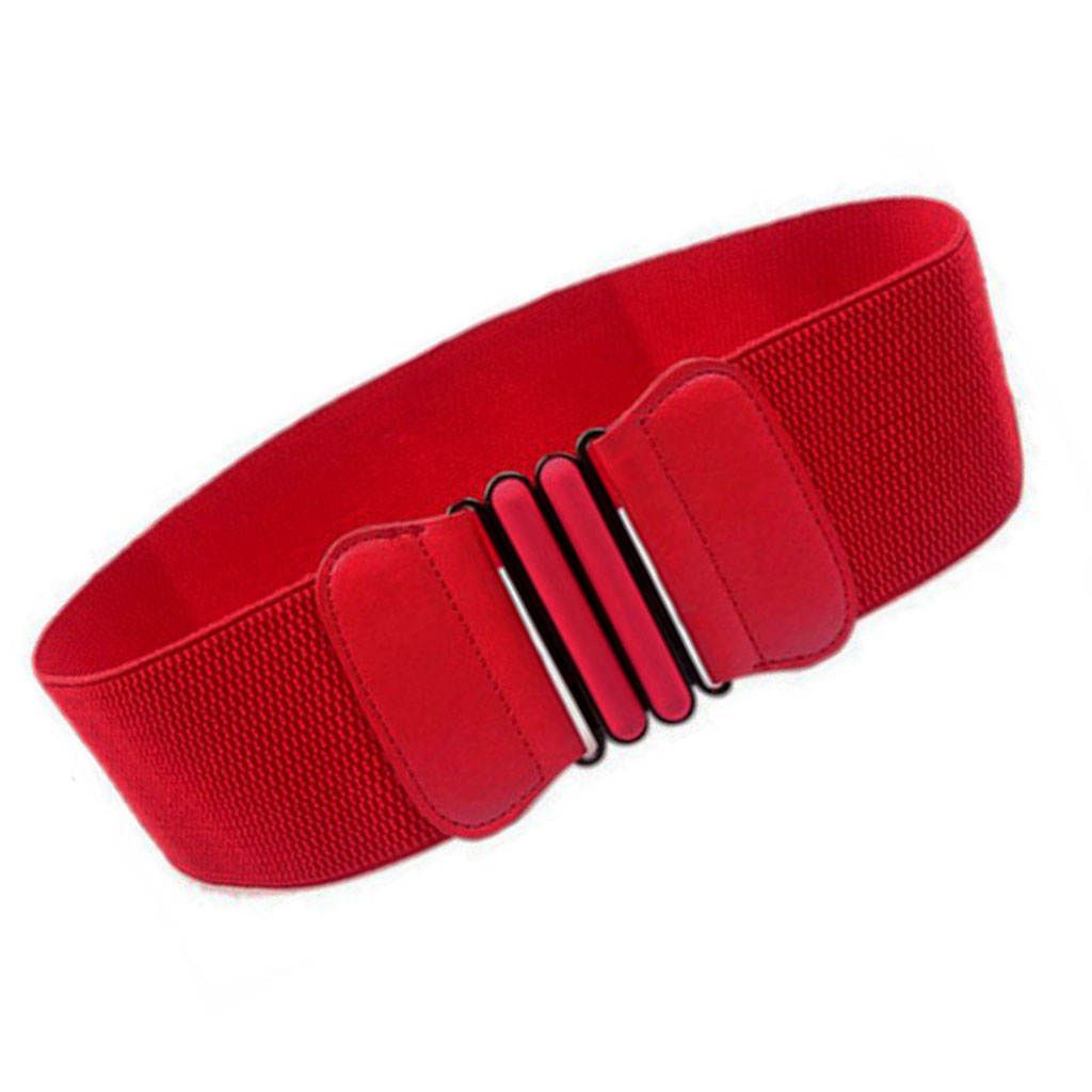 Wide Elastic Dress Belt Retro Style Stretch Waistband Cummerband 3 Red
