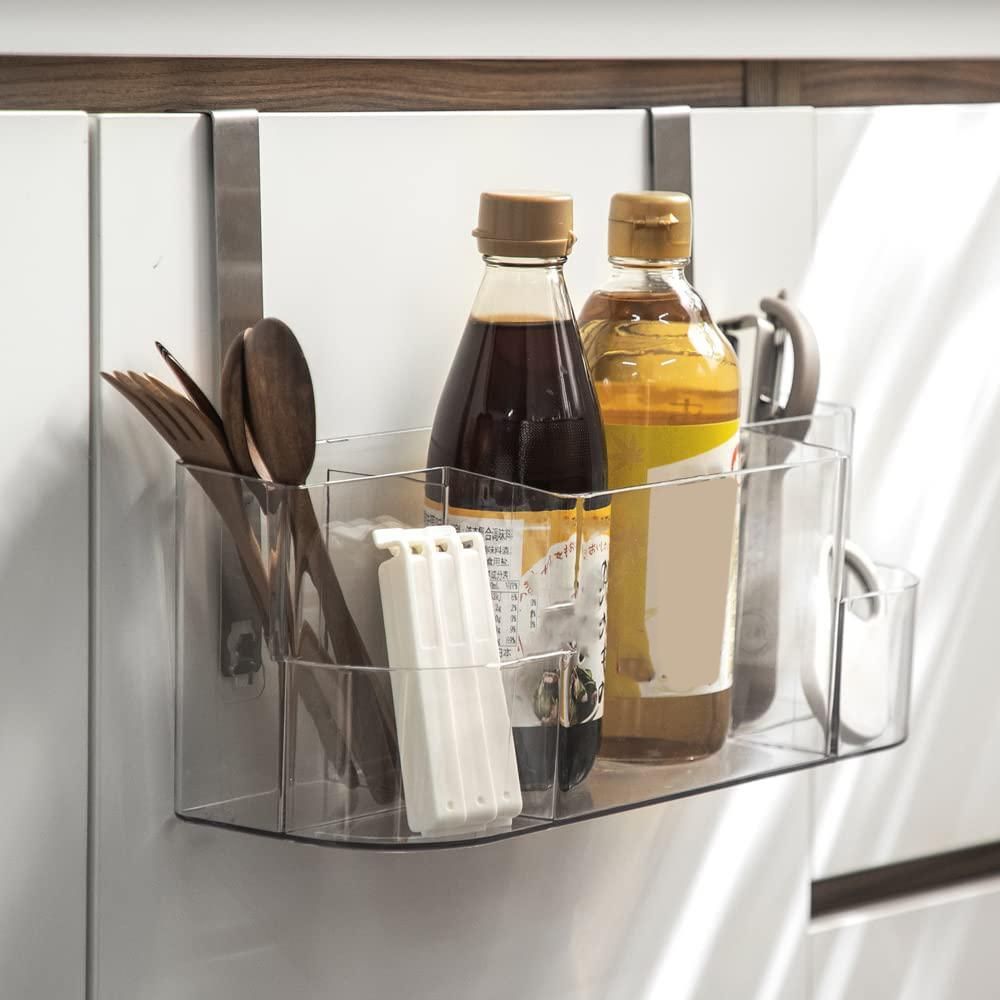 Storage Rack Cabinet Spice Storage Rack Wall-Mounted Storage Rack Hanger for Bathroom Shower Cosmetics-Transparent