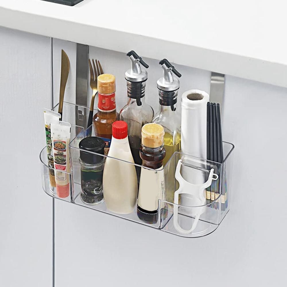 Storage Rack Cabinet Spice Storage Rack Wall-Mounted Storage Rack Hanger for Bathroom Shower Cosmetics-Transparent