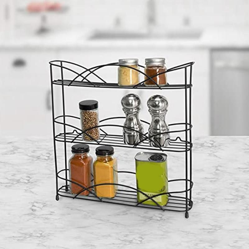 Countertop 3-Tier Rack Kitchen Cabinet Organizer or Optional Wall-Mounted Storage, Raised Rubberized Feet