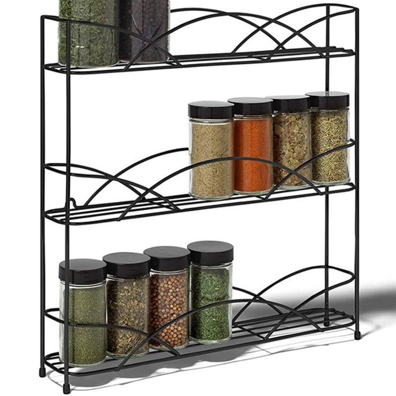 Countertop 3-Tier Rack Kitchen Cabinet Organizer or Optional Wall-Mounted Storage, Raised Rubberized Feet