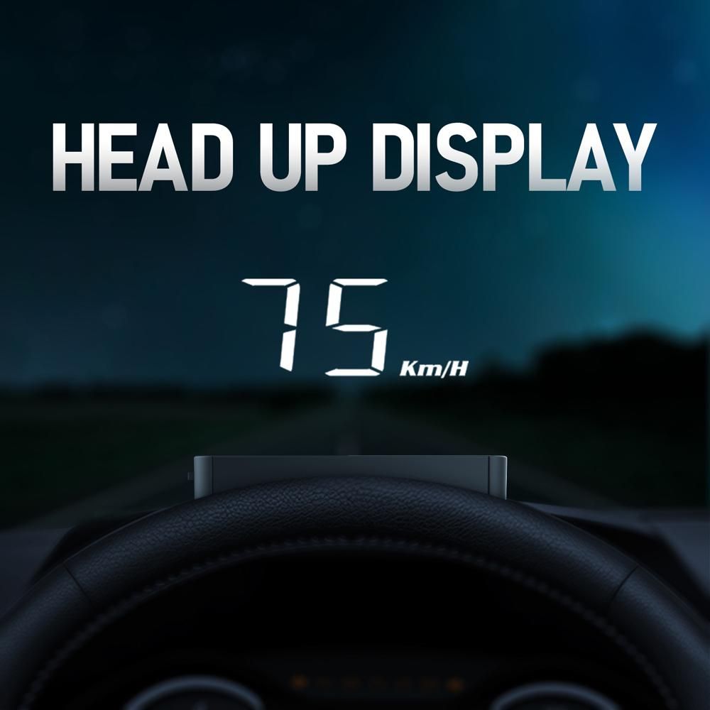 H90S 3.7in Universal Car HeadUp Display Digital Speedometer Water Temperature Voltage Mileage Windshield Projector Auto Driving Parameters Projection Device