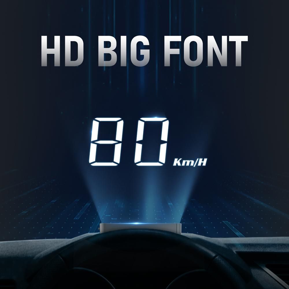 H90S 3.7in Universal Car HeadUp Display Digital Speedometer Water Temperature Voltage Mileage Windshield Projector Auto Driving Parameters Projection Device