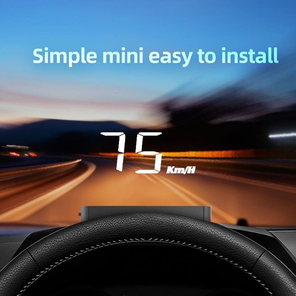 H90S 3.7in Universal Car HeadUp Display Digital Speedometer Water Temperature Voltage Mileage Windshield Projector Auto Driving Parameters Projection Device