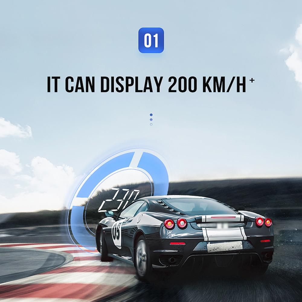 H90S 3.7in Universal Car HeadUp Display Digital Speedometer Water Temperature Voltage Mileage Windshield Projector Auto Driving Parameters Projection Device