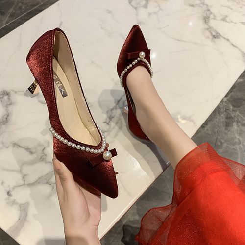 Ladies Classic Simple Pointed Sexy High Heels-Red