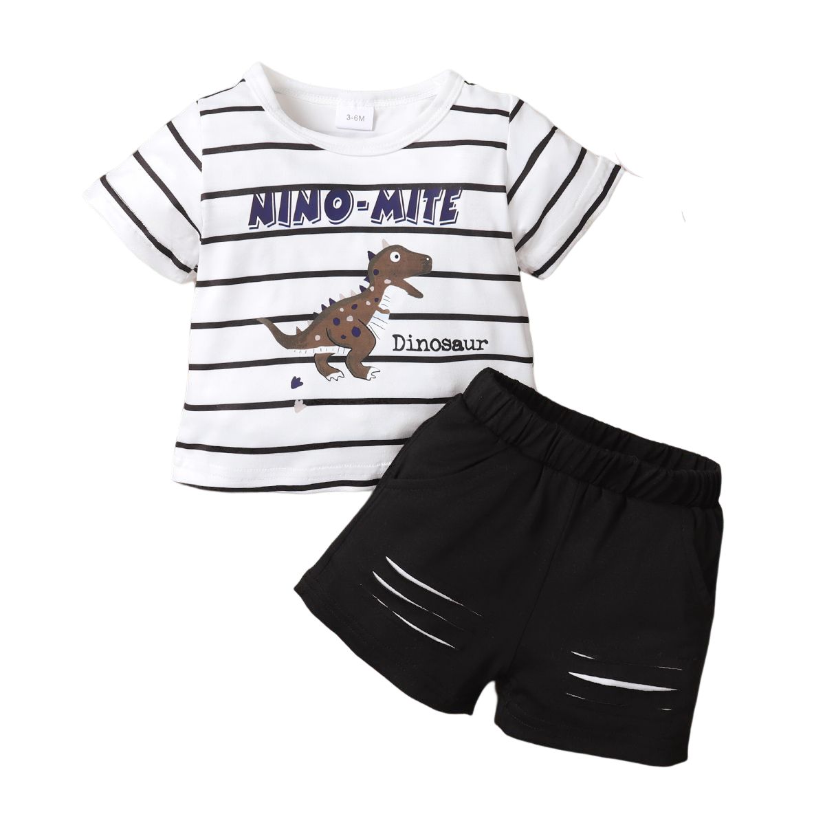 Newborn Baby Boy 2PCS Summer Outfit Set Dinosaur Cartoon Tops + Shorts