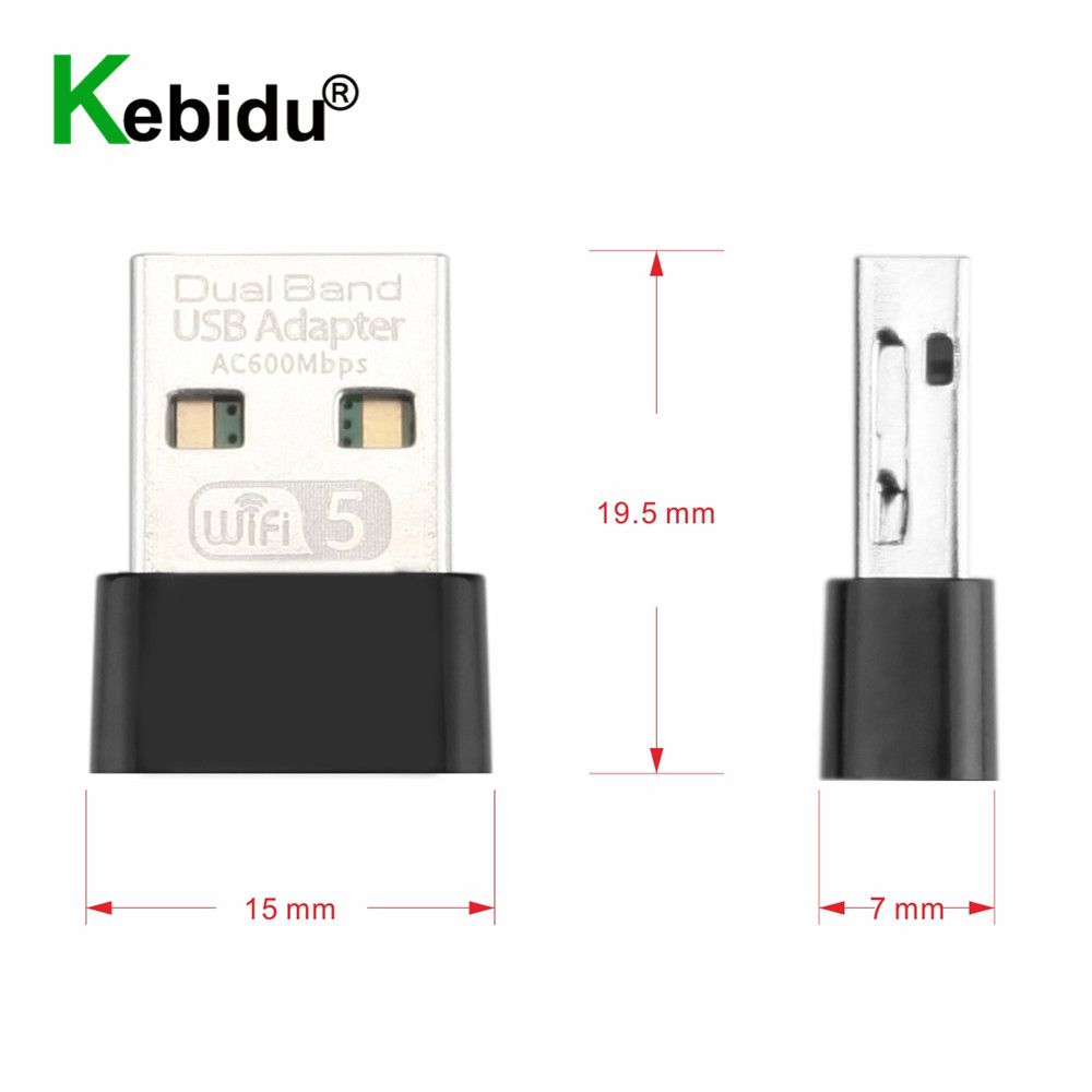 Kebidu 600Mbps USB Wireless 2.4G&5G Wifi Adapter High Speed