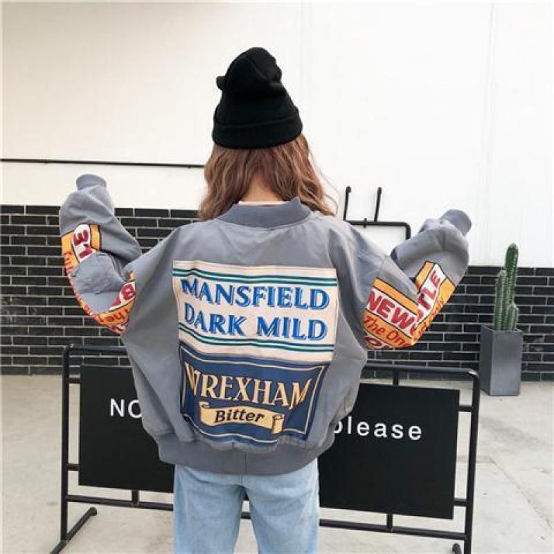 Harajuku embroidered baseball suit trendy couple jacket loose fitting student BF style jacket female