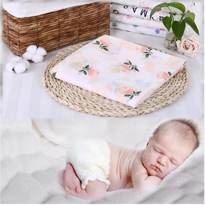 Soft Muslin Baby Swaddling Blanket Newborn Infant Cotton Swaddle Rose