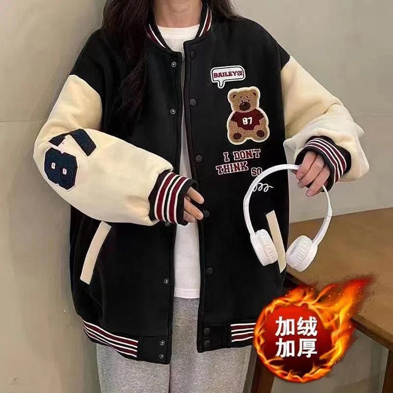 Student's internet celebrity Little Bear baseball jacket cardigan for women's spring and autumn
