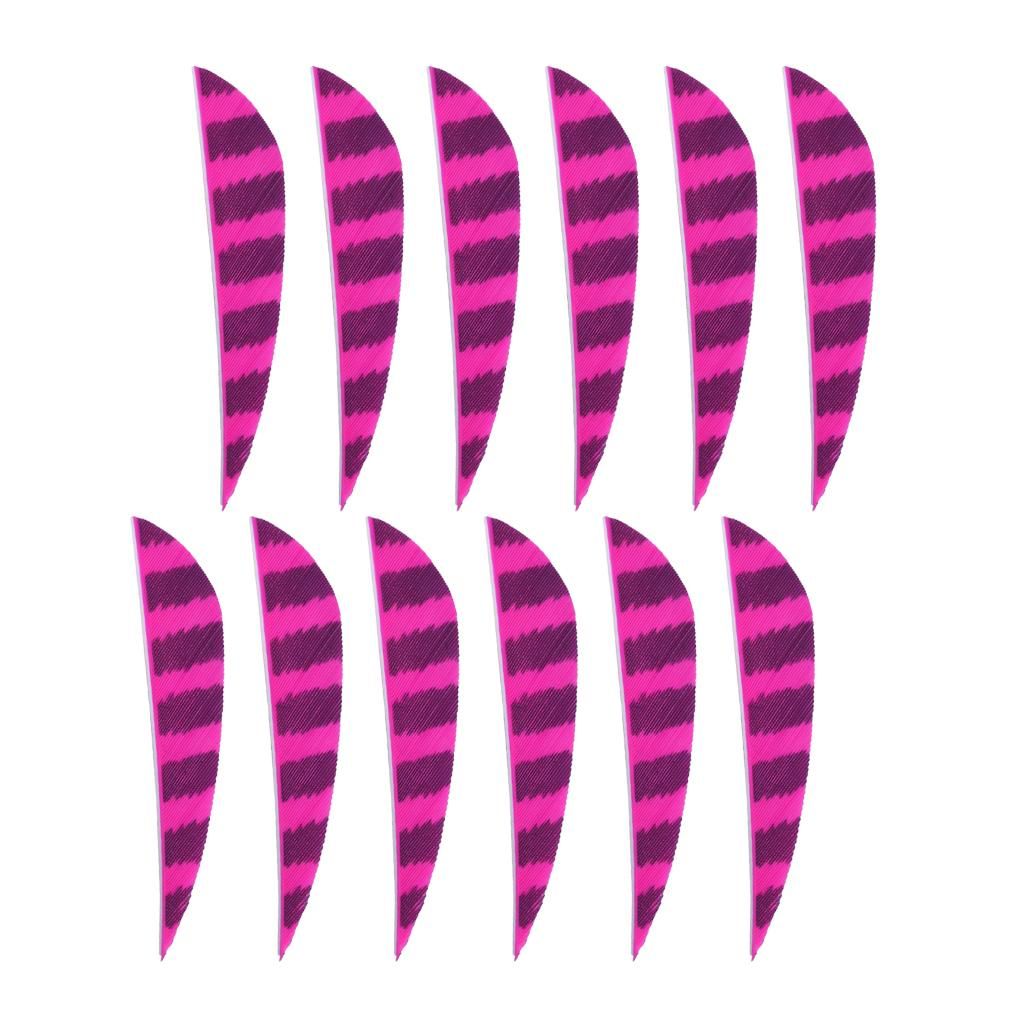 12 Pcs 3 Inch Turkey Feather Arrow Fletches Archery Bow DIY Right Pink