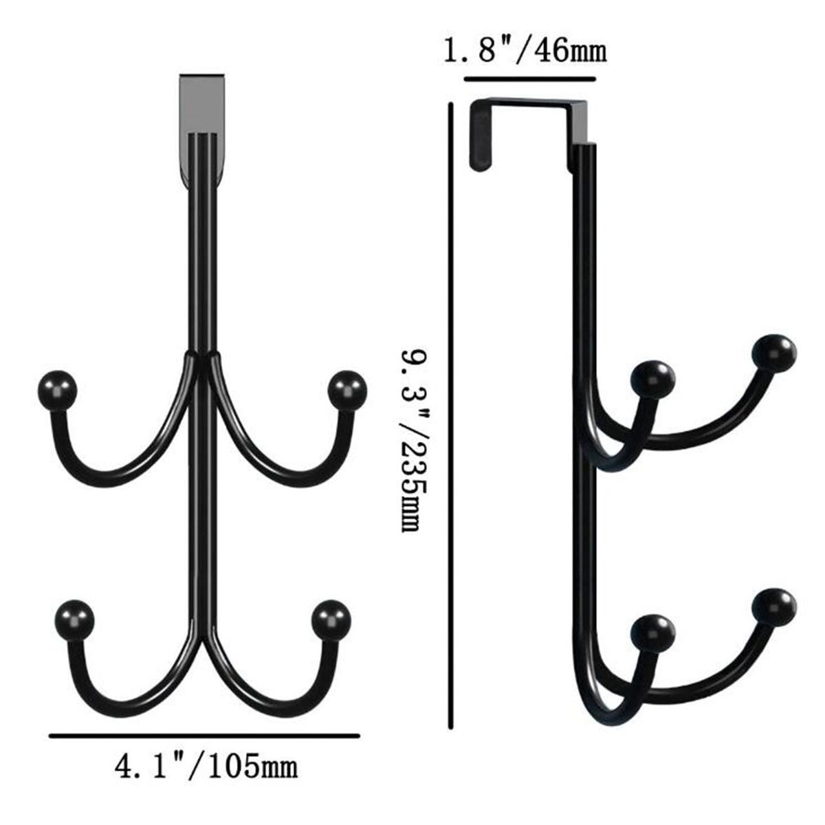 Scratch-free Door Wreath Hanger Versatile Metal Double for Hanging Black