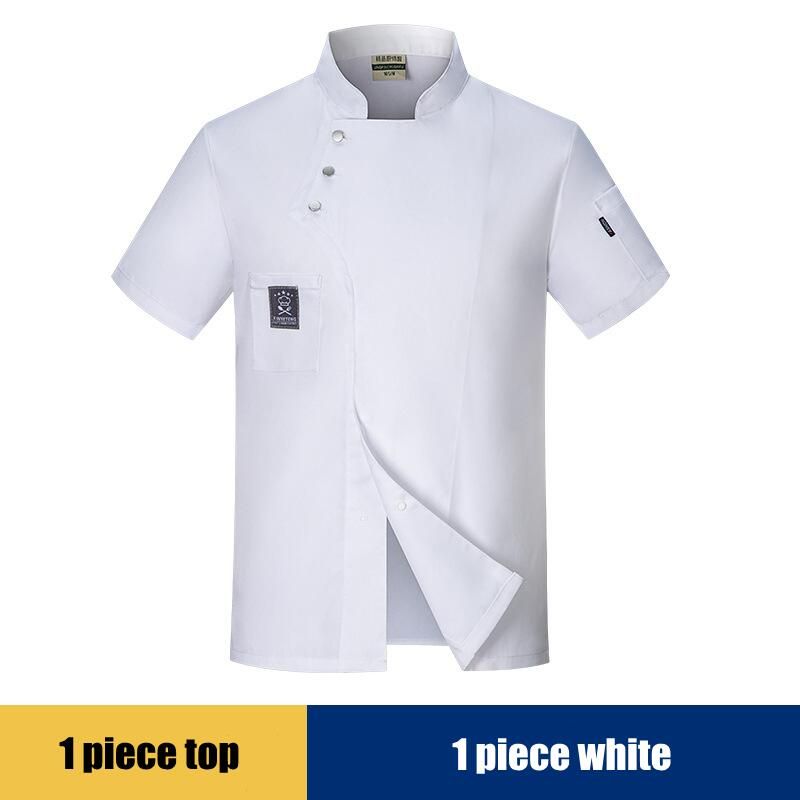 Custom Logo Short Sleeve Chef Uniforms Kitchen Uniforms Hotel Chef Uniforms Waiters Workwear Professional Uniforms BakingClothes White M